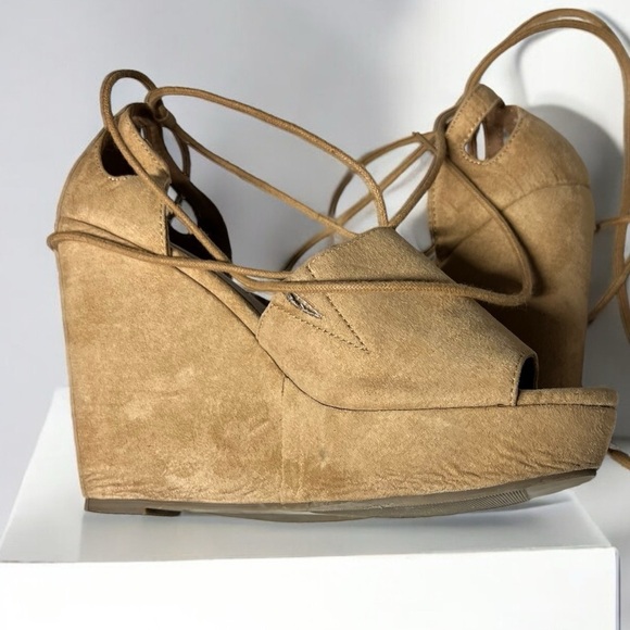 🌻Antrhopologie FARYL Robin Judy Tan Boho Platform Wedge Platform Sandal Size 8 - Picture 13 of 13